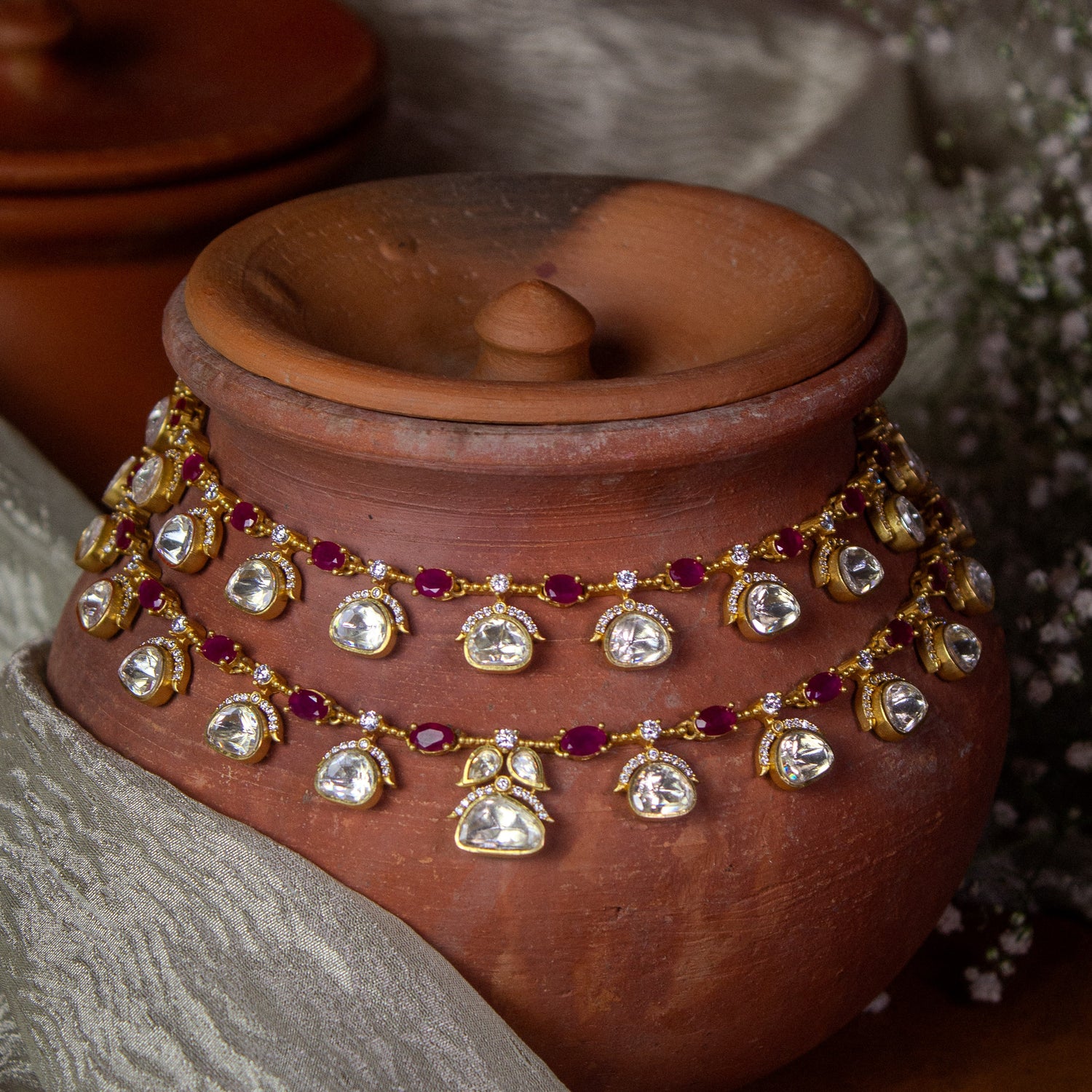 Abril - Necklace Set Red