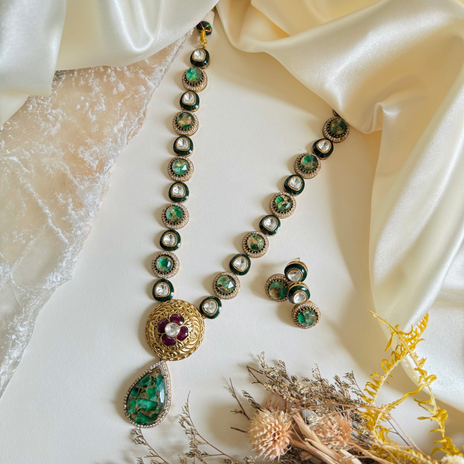 Zehna - Necklace Set Green