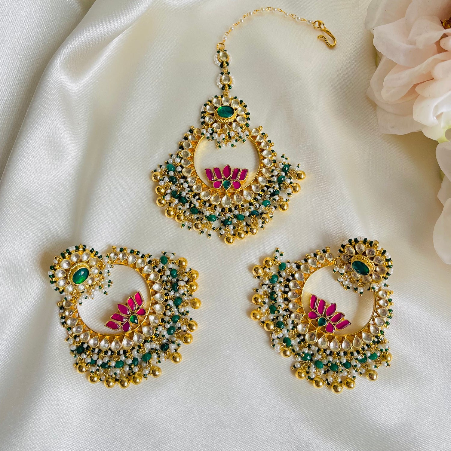 Lotus - Earrings x Tikka Set